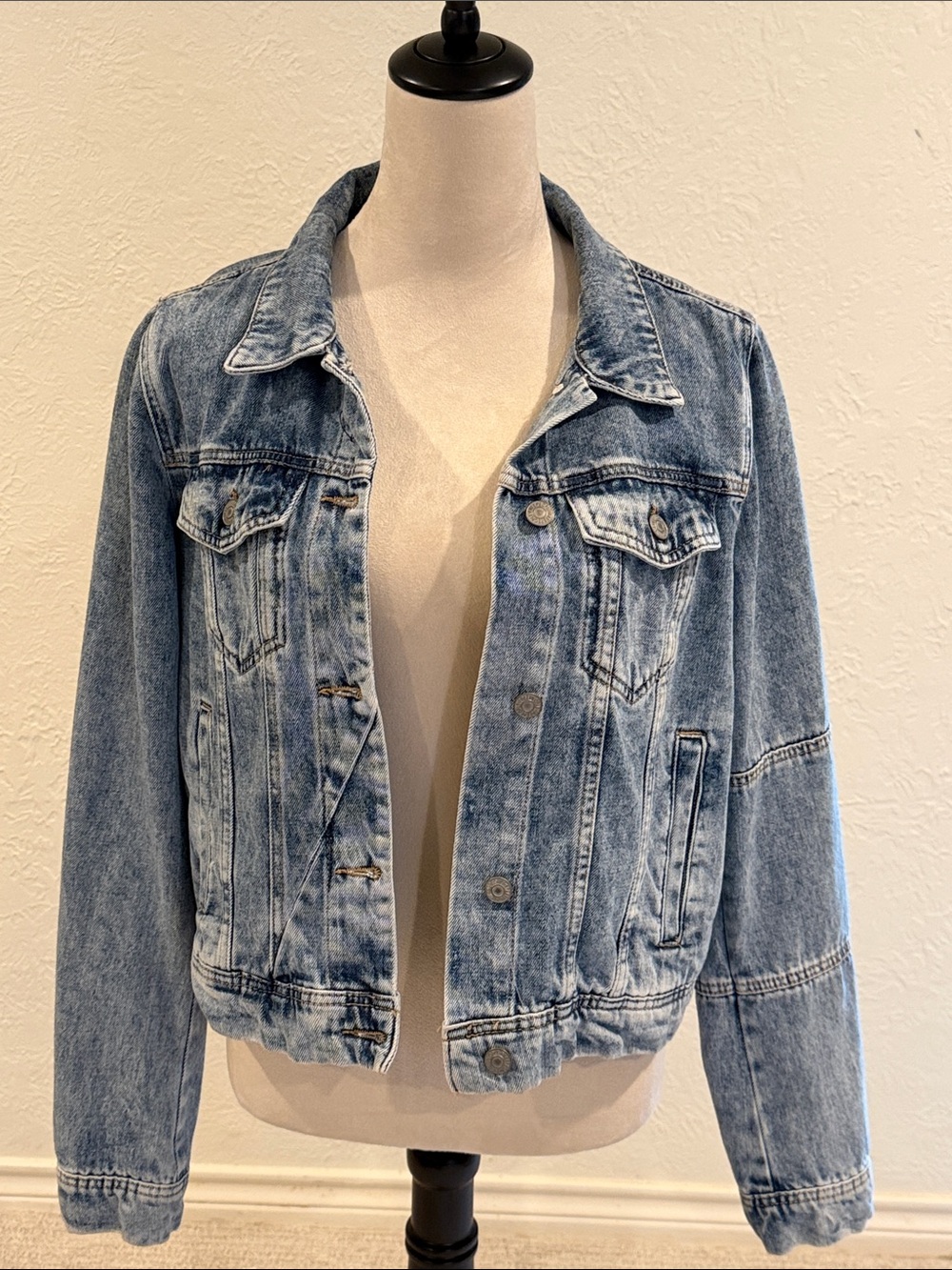 Free People Relaxed F Blue Washed Denim Jacket - Picture 1 of 6